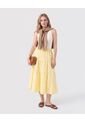 Falda Midi Con Boleros Y Ajuste De Lazo Mujer  Para Mujer Amarillo Patprimo de Patprimo