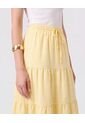 Falda Midi Con Boleros Y Ajuste De Lazo Mujer  Para Mujer Amarillo Patprimo de Patprimo