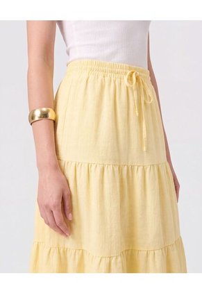 Falda Midi Con Boleros Y Ajuste De Lazo Mujer  Para Mujer Amarillo Patprimo