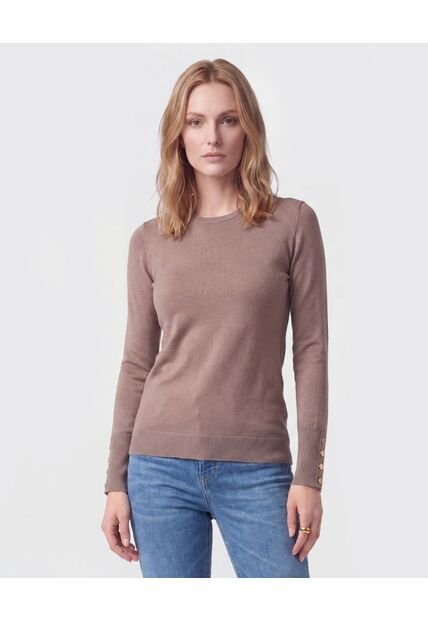 Saco Cuello Redondo Con Botones En Puños  Para Mujer Café Patprimo
