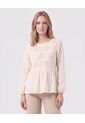 Blusa Unicolor Con Pechera Calada Mujer  Para Mujer Crema Patprimo de Patprimo