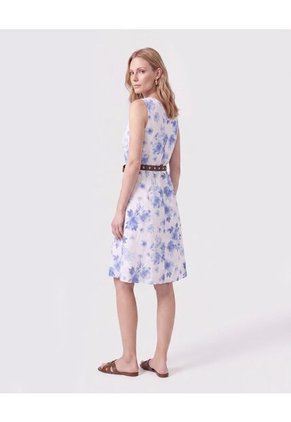 Vestido Midi Con Cinturón Mujer Para Mujer Azul Patprimo
