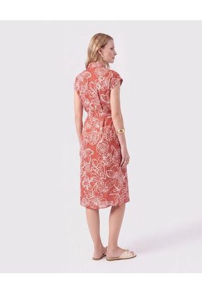 Vestido Camisero Midi Con Cinturón De Lazo Mujer  Para Mujer Naranja Patprimo