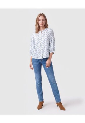 Blusa De Cuello Nerú Con Botones Mujer Para Mujer Azul Patprimo