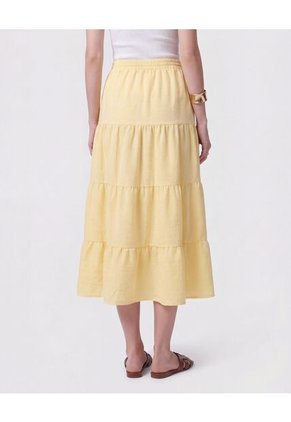 Falda Midi Con Boleros Y Ajuste De Lazo Mujer  Para Mujer Amarillo Patprimo