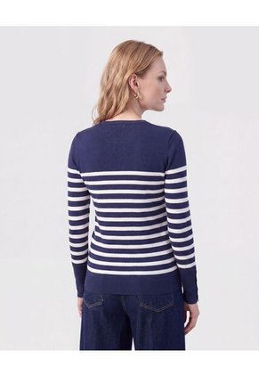 Saco Cuello Redondo Con Botones Laterales  Para Mujer Azul Patprimo