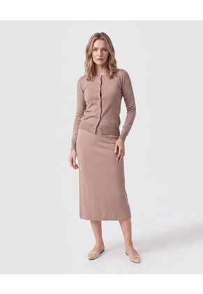 Falda Midi De Punto Con Pretina Elástica Mujer  Para Mujer Café Patprimo