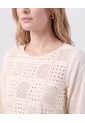 Blusa Unicolor Con Pechera Calada Mujer  Para Mujer Crema Patprimo de Patprimo