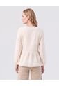 Blusa Unicolor Con Pechera Calada Mujer  Para Mujer Crema Patprimo de Patprimo