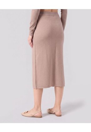 Falda Midi De Punto Con Pretina Elástica Mujer  Para Mujer Café Patprimo