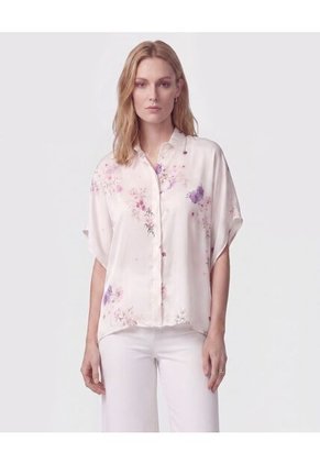 Blusa Manga Corta Fluida Mujer Para Mujer Crema Patprimo