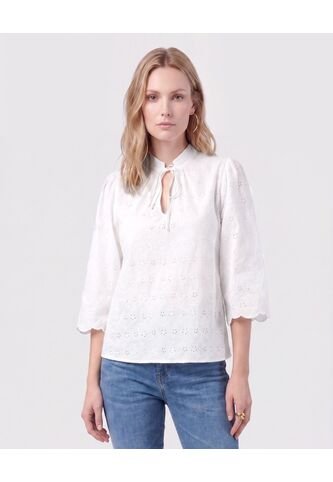Blusa Unicolor Con Nudo Frontal Para Mujer  Para Mujer Blanco Patprimo Patprimo