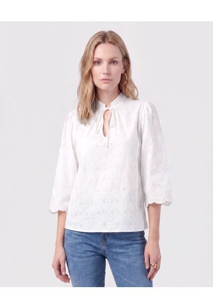 Blusa Unicolor Con Nudo Frontal Para Mujer  Para Mujer Blanco Patprimo