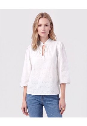 Blusa Unicolor Con Nudo Frontal Para Mujer Para Mujer Blanco Patprimo