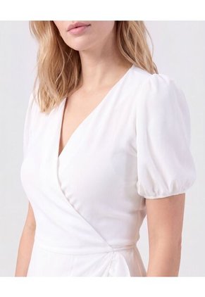 Vestido Midi Envolvente Con Boleros Y Manga Corta Mujer  Para Mujer Blanco Patprimo
