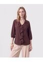 Blusa Con Bolero Frontal Cascada Mujer  Para Mujer Café Patprimo de Patprimo