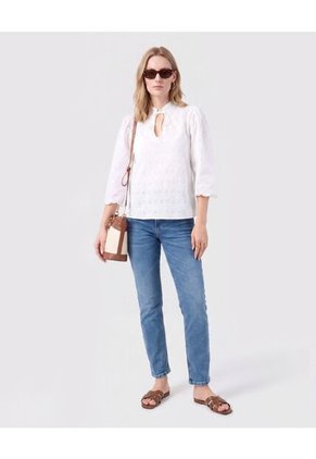 Blusa Unicolor Con Nudo Frontal Para Mujer Para Mujer Blanco Patprimo