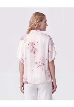 Blusa Manga Corta Fluida Mujer Para Mujer Crema Patprimo