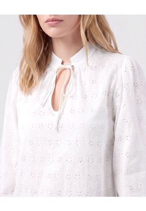 Blusa Unicolor Con Nudo Frontal Para Mujer Para Mujer Blanco Patprimo