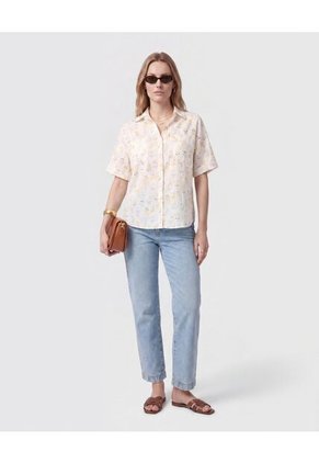 Camisa Manga Corta Con Doblez Para Mujer  Para Mujer Blanco Patprimo