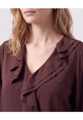 Blusa Con Bolero Frontal Cascada Mujer  Para Mujer Café Patprimo