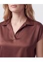 Blusa Unicolor De Manga Corta Mujer  Para Mujer Café Patprimo de Patprimo