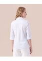 Blusa Con Escote En V Y Manga 3/4 Mujer  Para Mujer Blanco Patprimo de Patprimo