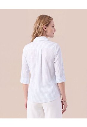 Blusa Con Escote En V Y Manga 3/4 Mujer  Para Mujer Blanco Patprimo