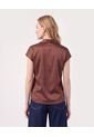 Blusa Unicolor De Manga Corta Mujer  Para Mujer Café Patprimo de Patprimo