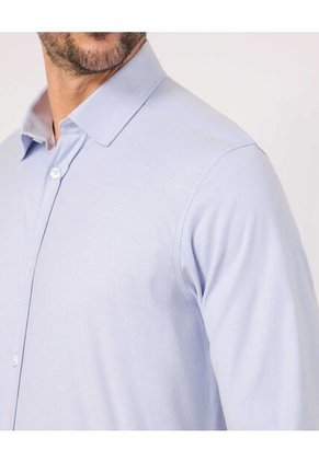 Camisa  Para Hombre Manga Larga Sin Bolsillo Cuello Casual M Color Azul Marca Patprimo #44013179