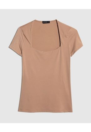 Camiseta Para Mujer Manga Corta Color Café  Marca Patprimo #30093528