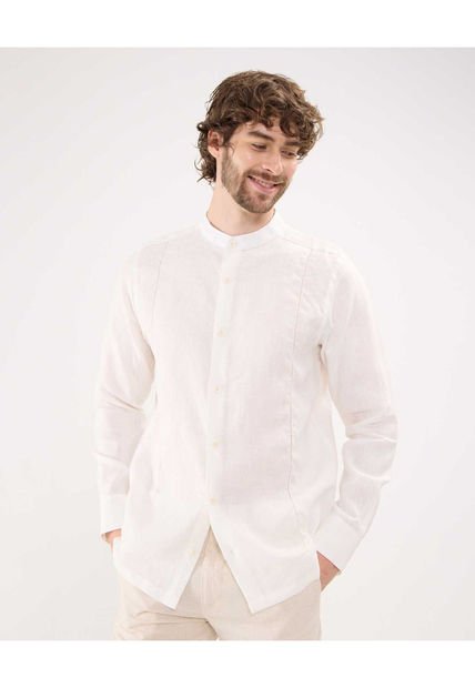 Camisa Guayabera Para Hombre Manga Larga Sin Bolsillo Color Beige Marca Patprimo #44030391