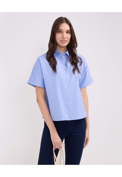 Camisa Para Mujer Manga Corta Color Azul Claro Marca Patprimo #30010642