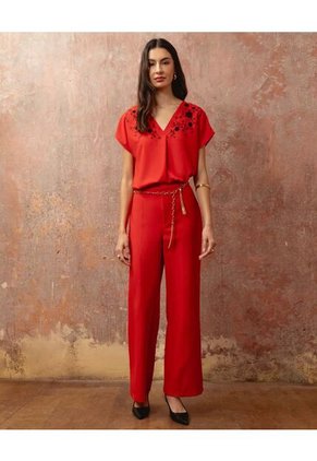 Blusa  Para Mujer Manga Corta Color Rojo Marca Patprimo #30123644