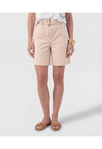 Bermuda Unicolor Con Cinturón   Para Mujer Beige Patprimo Patprimo