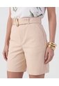 Bermuda Unicolor Con Cinturón   Para Mujer Beige Patprimo de Patprimo