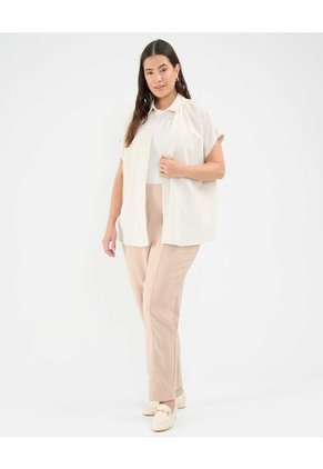 Camisa En Efecto Lino  Para Mujer Café Patprimo