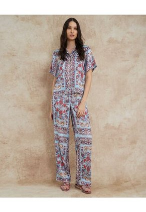 Camisa Resort Estampada Campaña Beatriz Camacho  Para Mujer Azul Patprimo