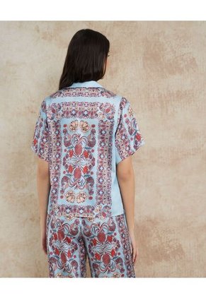 Camisa Resort Estampada Campaña Beatriz Camacho  Para Mujer Azul Patprimo