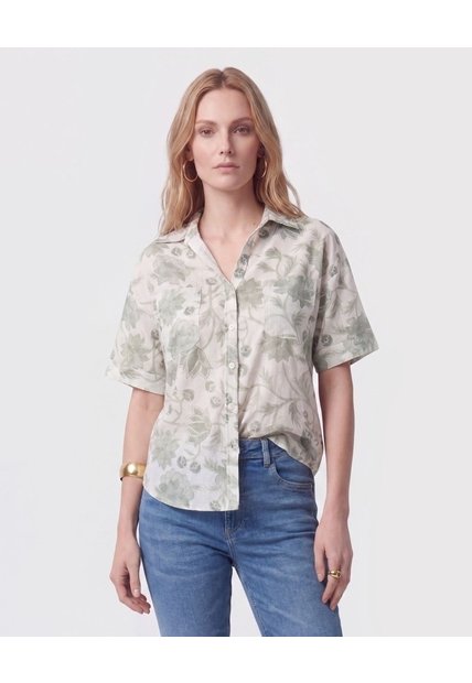 Camisa Manga Corta Con Dobladillo Mujer  Para Mujer Verde Patprimo