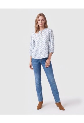 Blusa De Cuello Nerú Con Botones Mujer  Para Mujer Azul Patprimo