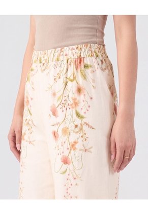 Pantalón Fluido Con Cintura Elástica Mujer  Para Mujer Crema Patprimo