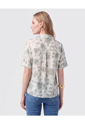 Camisa Manga Corta Con Dobladillo Mujer  Para Mujer Verde Patprimo