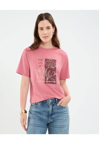 Camiseta Para Mujer Manga Corta Cuello Redondo Color Rosado Marca Patprimo #30093712 Patprimo
