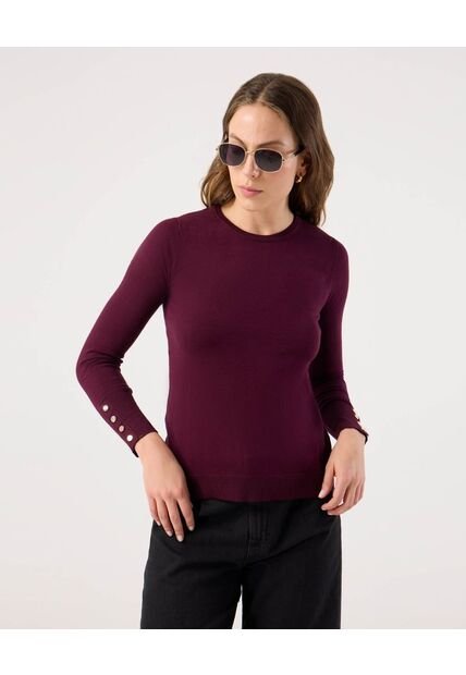 Saco Para Mujer Cuello Redondo Color Vino Marca Patprimo #30330648