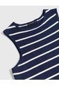Vestido Ajustado A Rayas De Cuello Redondo   Para Mujer Azul Patprimo de Patprimo