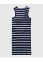 Vestido Ajustado A Rayas De Cuello Redondo   Para Mujer Azul Patprimo de Patprimo
