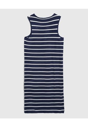 Vestido Ajustado A Rayas De Cuello Redondo Para Mujer Azul Patprimo