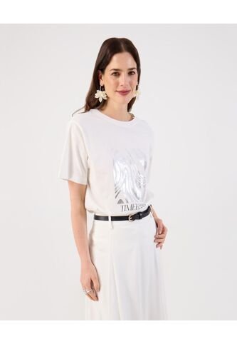 Camiseta  Para Mujer Manga Corta Cuello Redondo Color Blanco Marca Patprimo #30093937 Patprimo