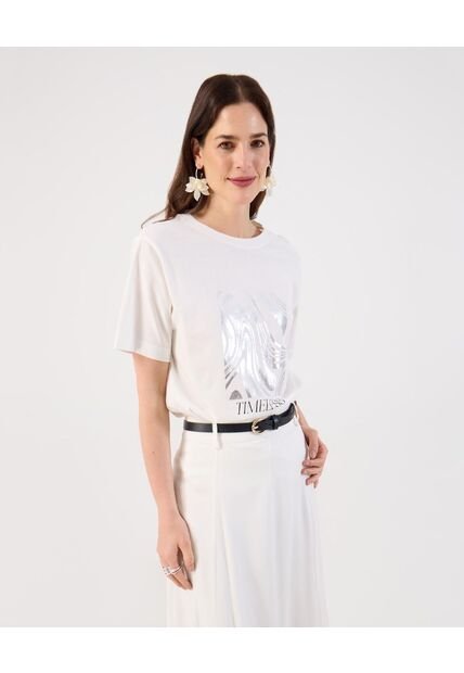 Camiseta  Para Mujer Manga Corta Cuello Redondo Color Blanco Marca Patprimo #30093937